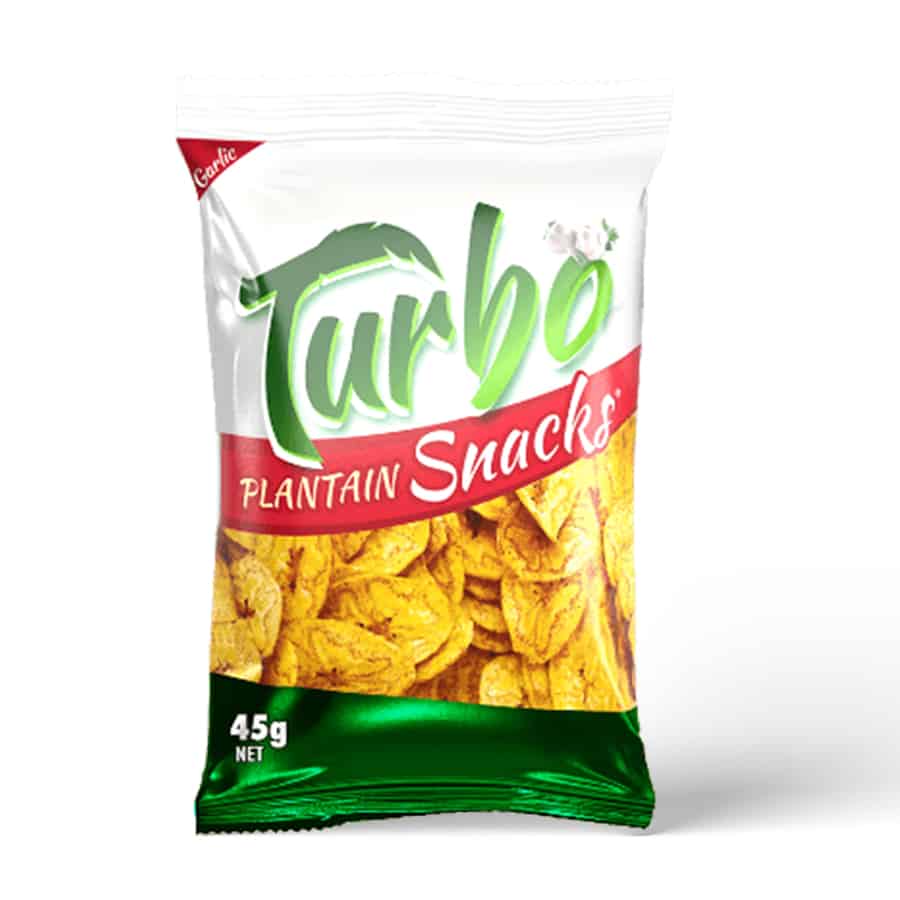A bag of Turbo Snacks Plantain Chips | Original Plus on a white background.