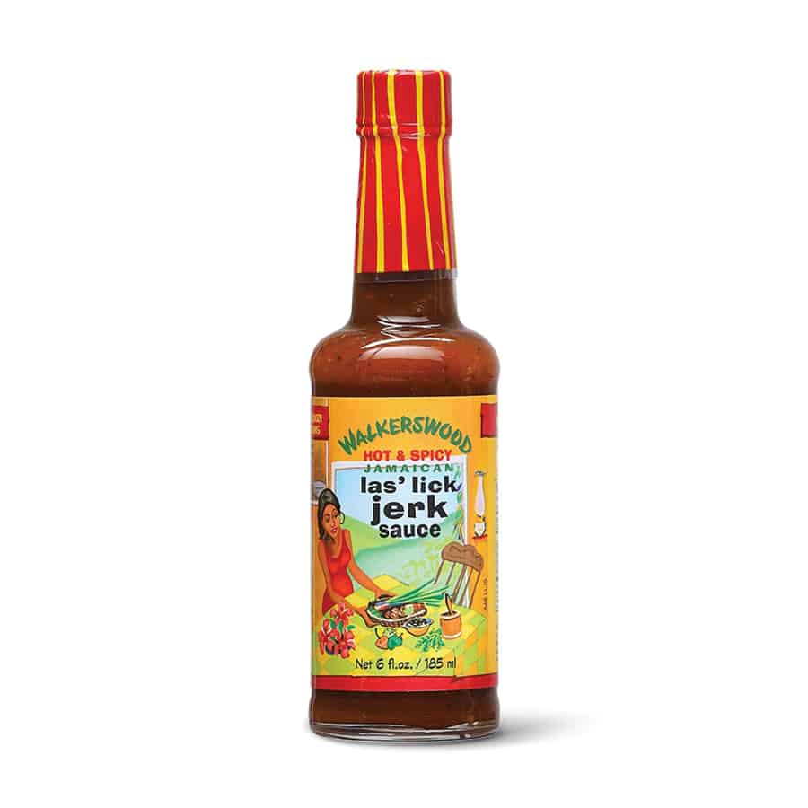 Walkerswood Jerk Barbecue Sauce, white background.