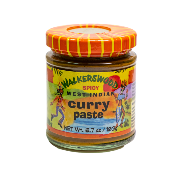 A jar of Walkerswood Curry Paste.
