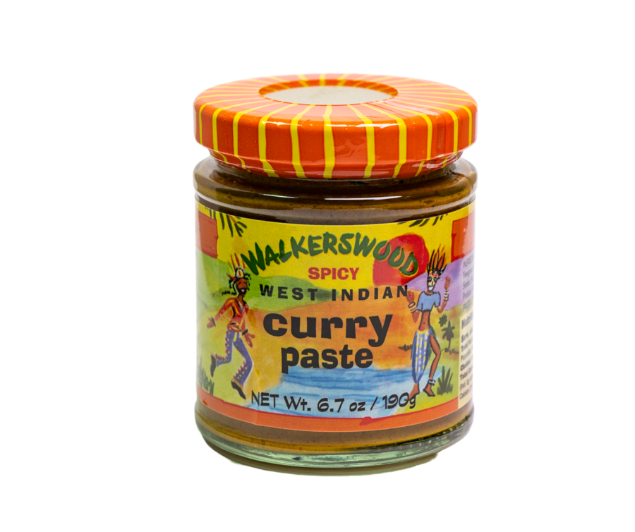 A jar of Walkerswood Curry Paste.