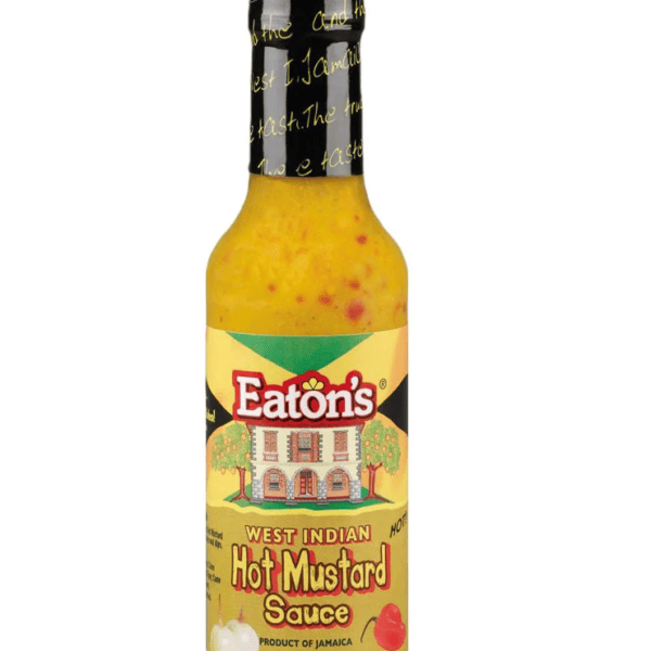 A bottle of Eatons West Indian Hot Mustard Sauce - 148ml.